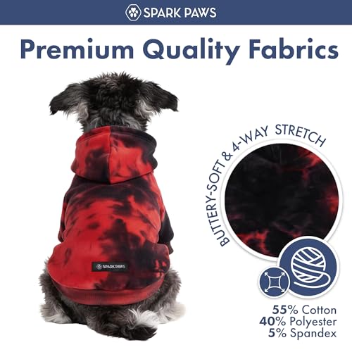 Image of Spark Paws Dog Hoodie - Premium Dog Sweater for Small, Medium, and Large Dogs | Warm Outfits for French Bulldogs, Pitbull, Puppy, Winter Jacket Alternative - Red & Black - S