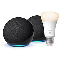 Echo Dot (5ª generazione) | Antracite, 2 pezzi + Philips Hue Smart Bulb (E27), compatibile con...