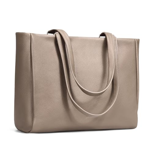 Image of befen Genuine Leather Work Tote Bag for Women with 15 inch Compartment | Real Leather, 15 inch Laptop Sleeve, Trolley Strap, Zipper, Cup Holder