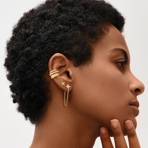 MEVECCO Tiny Beads Stud Earrings for Women 18K Gold Plated Stud Earrings Dainty Pave CZ Mini Cute Flower Simple Delicate Minimalist Stud Earrings Gift for Her4