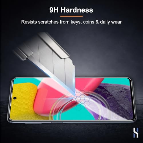 Image of Tempered Glass for Samsung Galaxy M53 | M52 | F54 (6.7 Inch) Military Grade 9H Screen Guard, Anti-Scratch, Shatterproof, Edge-to-Edge Full Coverage - Black Border