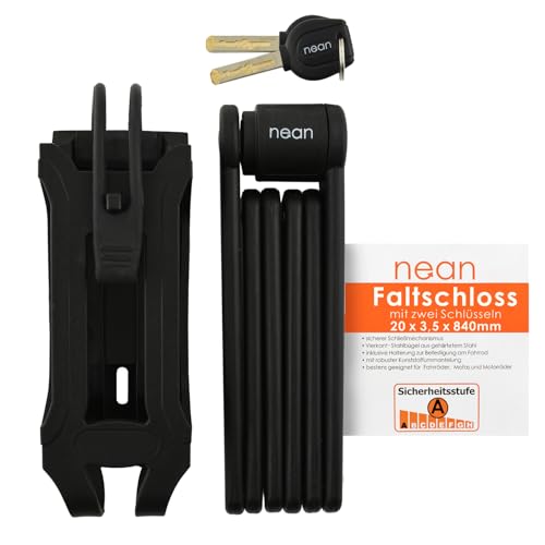 nean Fahrrad Faltschloss, Fahrradschloss mit Halterung, Klappschloss,...