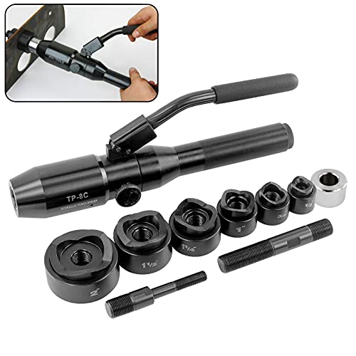 ITOOLY Hydraulic Knockout Hole Punch Driver Kit 1/2 to 2 inch Electrical Conduit Hole Cutter Set KO Tool Kit Metal Sheet Puncher