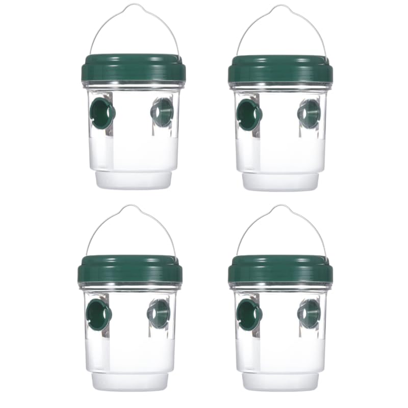 Piège à Insectes pour verger Lot de 4 pièges à guêpes piège à drosophiles piège Polyvalent adapté au Jardin terrasse espaces extérieurs Outil de Protection des Plantes et des Fruits (Vert)