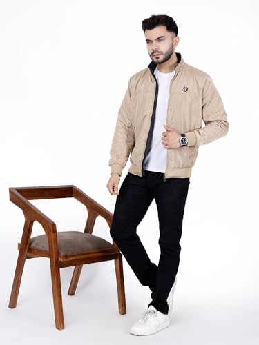 Image of Dollar Full Sleeves Bomber Jacket for Men | TPU Men's Standing Collar Lightweight Winter Jacket, Regular Fit