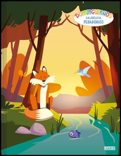 Caderno para Caligrafia Animativa, Capa Dura, Brochura 1/4, Dominguinhos, Pauta Verde, Costurado, 40