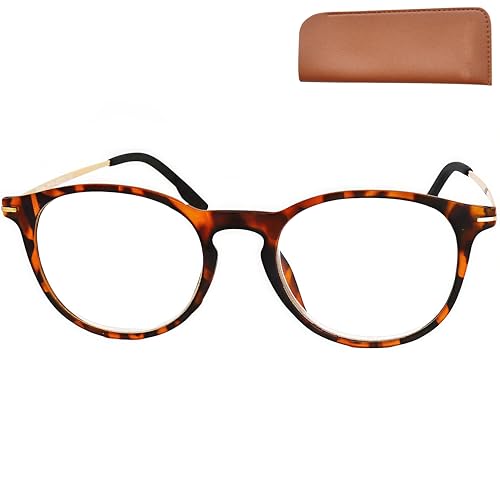 Mini Brille, Modern Blue Light Blocking Reading Glasses with Large Lenses, FREE Pouch