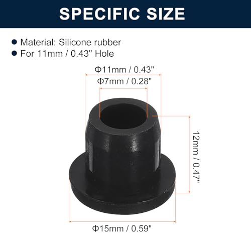 Image of uxcell 10 Pcs Black Plug Holes, Waterproof Rubber Button Plug for 11mm / 0.43 inch Hole