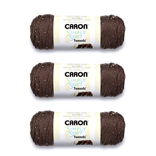 Image of Caron Simply Soft Taupe Tweeds Yarn - 3 Pack of 141g /5oz - Acrylic - 4 Medium (Worsted) - 250 Yards - Knitting /Crochet