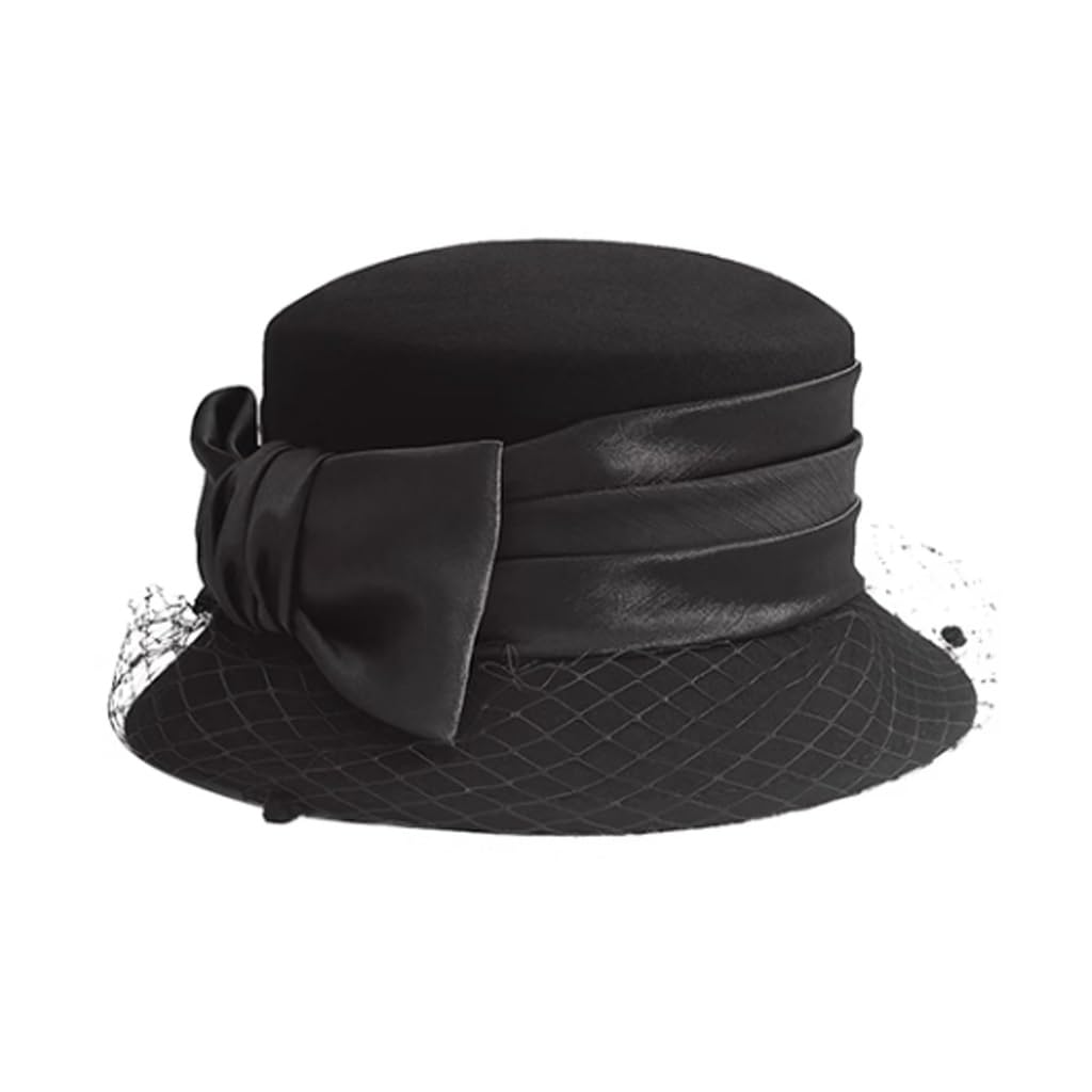 Chapeau haut de forme maille femme finitions soignées hiver noir