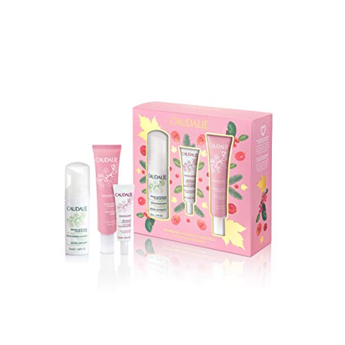Caudalie Vinosource Sorbet Set: Soothing Trio for Sensitive Dehydrated Skin that Includes a Daily Foam Cleanser, Hydrating Serum, Facial Moisturizer