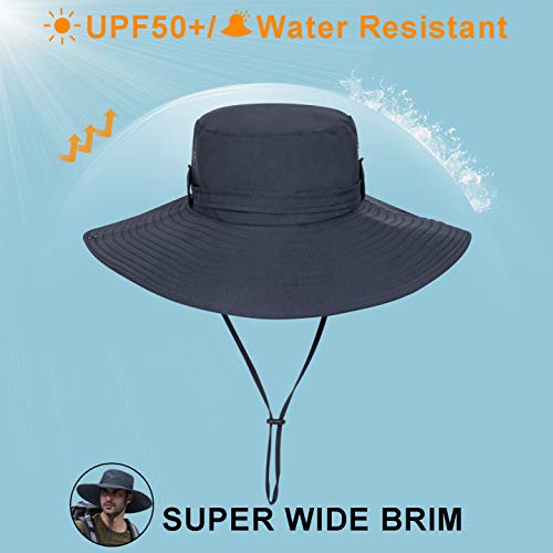 Image of Super Wide Brim Sun Fishing Hat Safari UPF50+ Bucket Boonie Cap for Gardening Hiking Camping