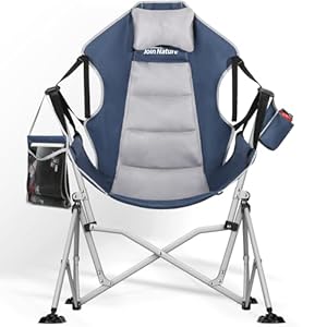 Hammock Camping Chairs for Adults, Folding Swing Chair with Easy-Fold Design, Swinging Hammock Chair with Adjustable Backrest, Lumbar Support & Headrest for Outdoor&Indoor, Support 400LBS, Blue