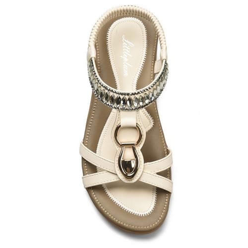 Image of Littleplum Womens Sandals Comfort Arch Support Sandals Summer Walking Shoes Casual Ankle Elastic Flip Flops Shoes