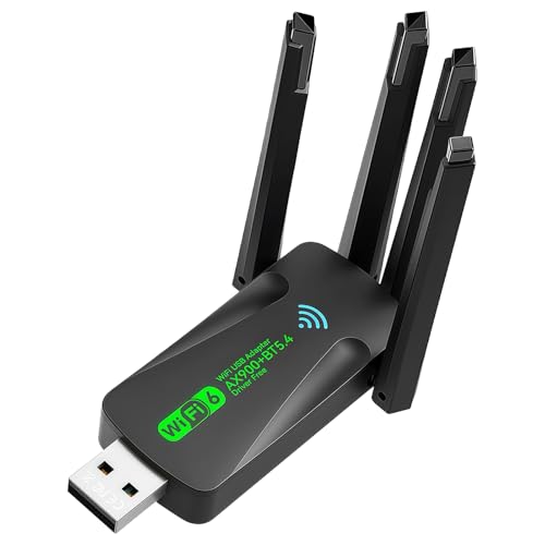 AX900 WIFI Dongle, OIHCAZ 2-IN-1 Wi-Fi 6 Bluetooth 5.4 USB WIFI Adapter for Desktop PC, 2.4G/5GHz Dual Band USB Wireless Adapter with 4 2dBi High-Gain Antenna for Windows 11/10/8/7