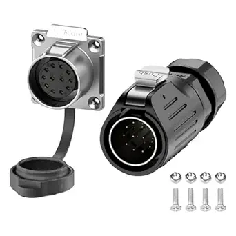 E-WeiChat EW-LP24 Industrial Waterproof Connector IP68 Quickly Plugging Aviation Connector Anti-Interference Circular Connector Fast Release Electrical Connector M24 2-24 Pin Flange Socket (12 Pin)