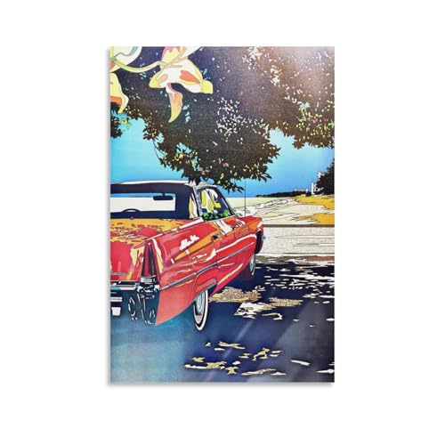 鈴木英人 イラスト自動車 ハワイ 風景 落書き ポスター (8) ホーム装飾 パネル 壁アート 現代壁掛け 絵画 版画 芸術作品 インテリア16x24inch(40x60cm)