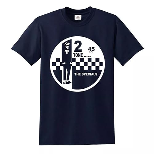 2 Tone Records The Specials Retro Music - Camiseta para hombre, Camiseta azul marino con estampado blanco, M