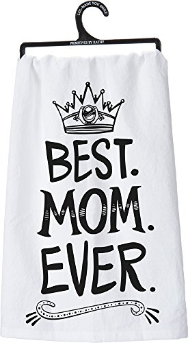 Primitives by Kathy 29117 LOL Made You Smile Dish Towel, 28" x 28", Best Mom Ever