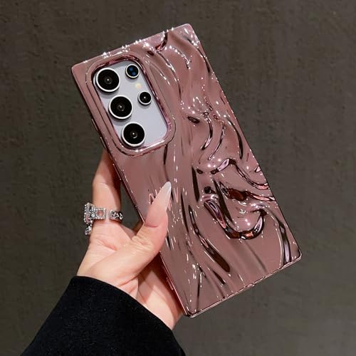 Coque Samsung A35 finition plaquage rose luxe ondulé 3D