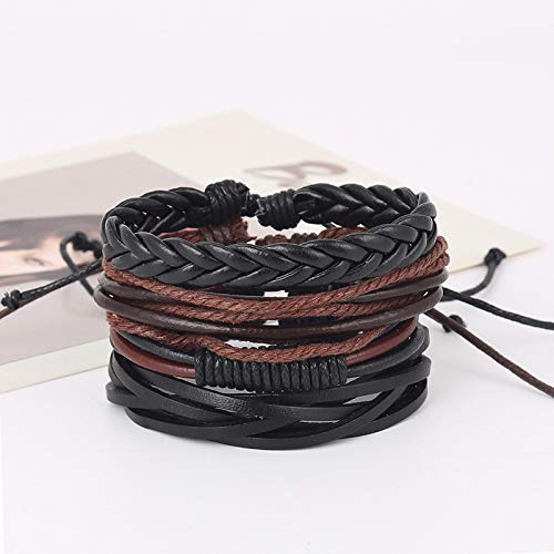4pcs Stylish Strand Bracelet Set in Brown and Black