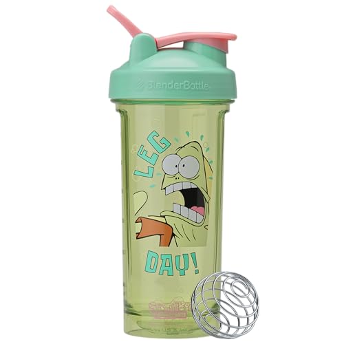 Image of BlenderBottle Spongebob Shaker Bottle Pro Series Perfect for Protein Shakes and Pre Workout, 28-Ounce, Blue /Green, Leg day!