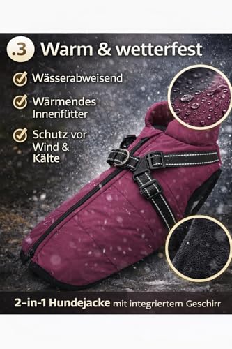 Hundejacke Winterweste Jacken Hundemantel Hundepullover Haustier Skifahren Kostüm Ärmellose Baumwolle Gepolsterte Weste Mit Brustgurt Gurt (Lila, M)