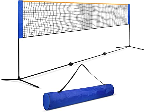 Adjustable Height Portable Badminton Net Set Badminton Tennis Net Set Portable Sports Set with Poles Carrying Bag Volleyball Pickleball Indoor Outdoor Beach Backyard Easy Assembly (4 Meter)