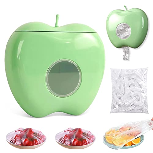 Boîte de Rangement pour Film Plastique, 100pcs Sacs Conservation Frais, Sacs de Nourriture Étanches, Film Alimentaire Reutilisable, Boîte Anti-poussière pour Cuisine et Salle Bain (vert)