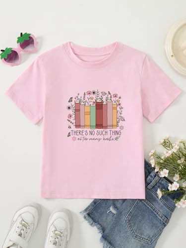 Girl's Books Wildflowers Print Short Sleeve Cotton T-Shirt2