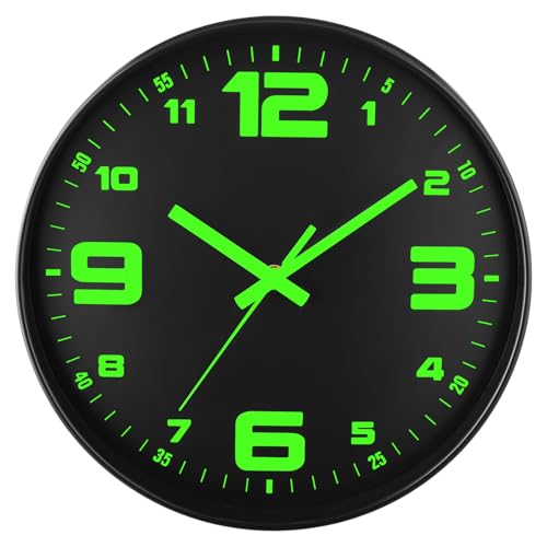 DIYZON Leuchtende Wanduhr, Geräuschlos, Nicht tickend, 30 cm, Nachtlicht-Wanduhren, Batteriebetrieben, Moderne Glas-beleuchtete Wanduhr, Dekorativ für Küche, Zuhause, Schlafzimmer, Büro