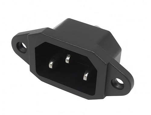 IEC C14 3-Pin Panel Mount Plug, 10A 250V Chassis Inlet Power Connector, AC Socket with 6.35mm Tabs for Electronics, Power Supplies