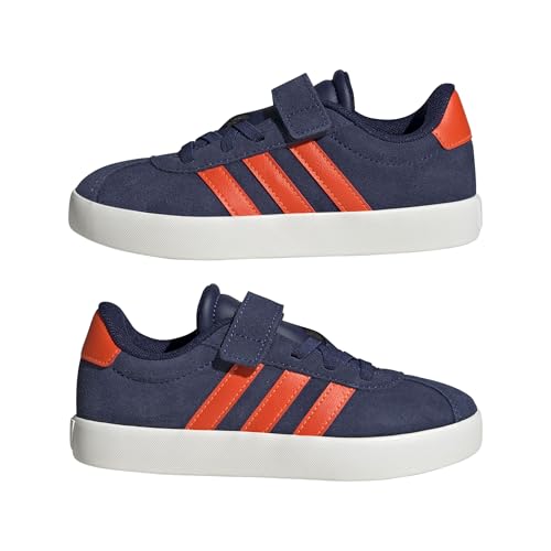 adidas VL Court 3.0 Hook and Loop Shoes Kids Schuhe, Dark Blue/Impact orange/Gold met, 31 EU