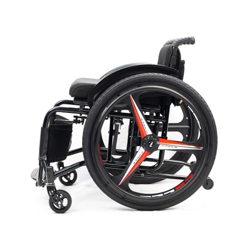 Lightweight All-Terrain Folding Adult Wheelchair Aluminium Self-propelled Manual Adjustable Footrest for Youth, Adults, Elderly(Soft,Seat Width 42cm/16.5in)