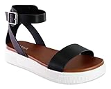MIA Shoes Ellen Womens Ankle Strap Platform Sandals, Black, Size 8.5