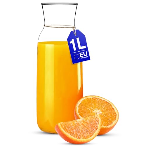 KONZEPT Wasserkaraffe ohne Deckel, Glaskaraffe 1 liter, Karaffe...