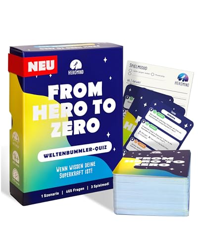 HEROMIND Quizspiel Weltenbummler - Quiz Spiel Erwachsene & Familie - Wissensspiele ab 2 Personen ab 14 Jahre - Allgemeinwissen Fragespiele und Weltreise Spiel als Geschenk für Reisende
