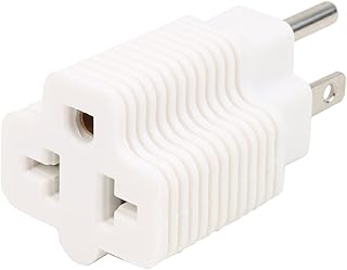 [4-in-1] 15 Amp Household AC Plug to 20 Amp T Blade Adapter,5-15P to 5-20R,5-15P to 6-15R,5-15P to 6-20R, 4 in 1 AC Power Adapter,15A 125V to 20A 250V Adapter White