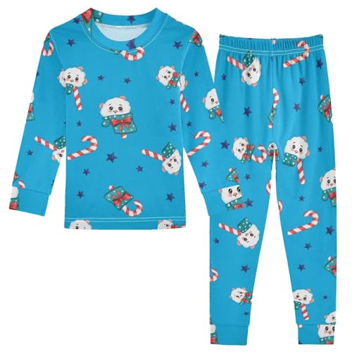Pajama Sets Long Sleeve Candy Cane Clouds Stars Soft Comfy Sleepwear 2 Piece PJS 3-8T