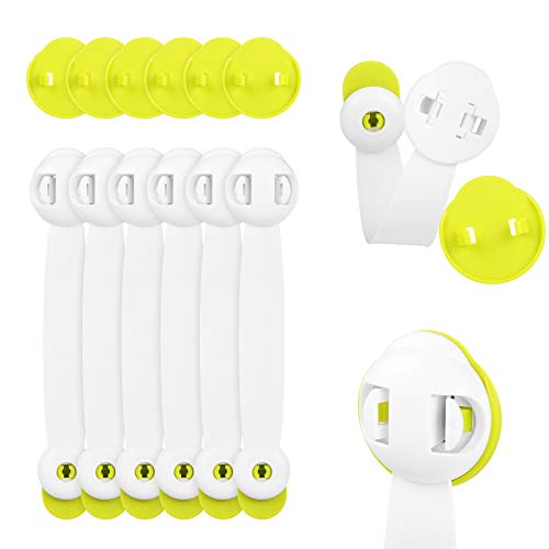 6PCS Cabinet Locks Child Safety Baby Proof Adhesive Lock Childproof Latch No Drill Drawer Latches for Dresser, Fridge, Refrigerator, Freezer, Closet, Trash, Cupboard