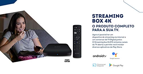 Receptor de TV Via Internet Streaming Box Elsys, Android TV - ETRI02, 4K e Conversor de TV Digital