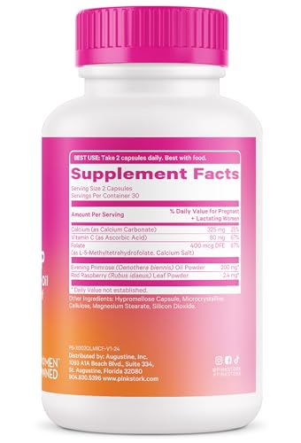 Pink Stork Labor Prep - Evening Primrose Oil Capsules with Red Raspberry Leaf Tea, Gentle Birth & Postpartum Care, Third Trimester Pregnancy Must Haves, 60 Capsules - Thumbnail 7