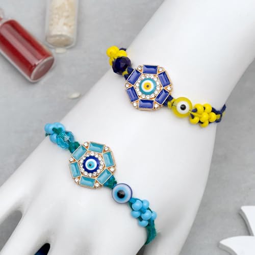 Image of To The Nines Men Rakhi For Brother - Pack Of 2 Rakhi With Tilak Material & Greeting Card