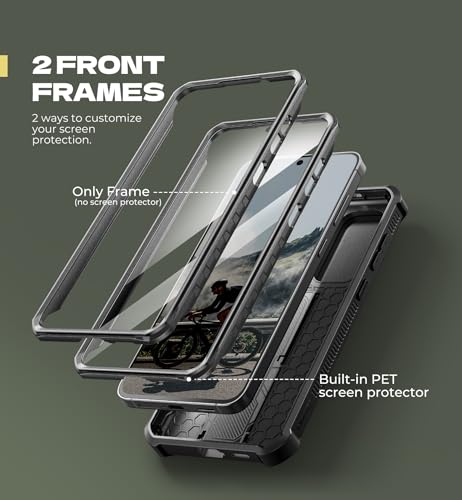 Image of Dexnor for Samsung Galaxy S25 FE Case with Upgraded Slide Camera Cover & 2 Front Frames & Built-in Screen Protector & Kickstand, Heavy-Duty Rugged Case Full-Body Protective Cover(2025),6.7 inch-Black