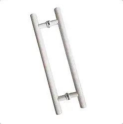 Puxador Duplo 40cm Alumínio Branco para Porta Pivotante, Vidro, Madeira, Ferro e Portão Basculante