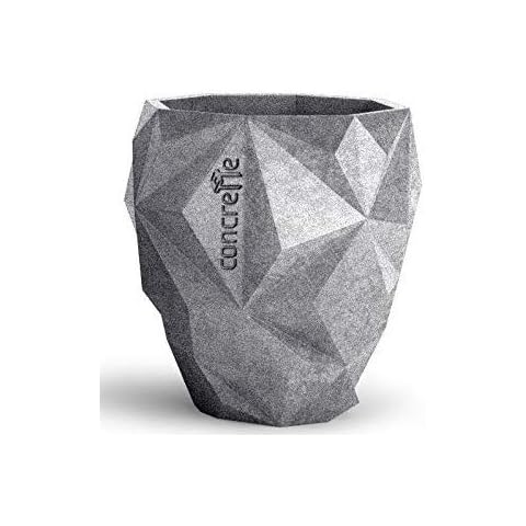 CONCRETTE Architectural Concrete Geometric Flower Pot Planter XL Indoor Outdoor (Silver) Cover