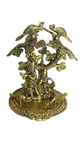 palpal Art Gallery Golden Colour White Metal Plated with Antique Finish Radha Krishan Idol showpiece for Home Decor,Temple,Event, Gift Decoration