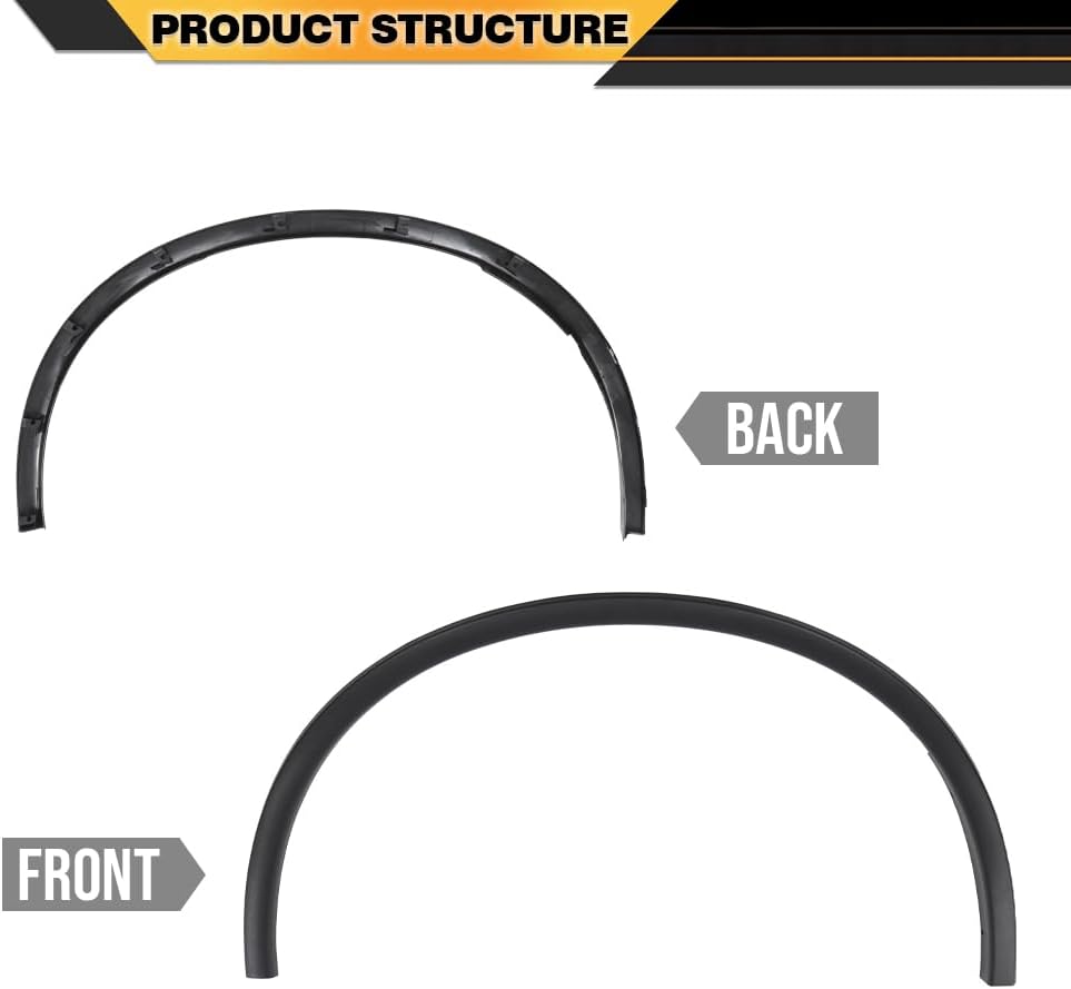 CNNELL 2pcs Front Wheel Arch Fender Trim Moulding Molding Compatible with Dodge Durango 2011-2021 Smooth Wheel Flares Set LH + RH
