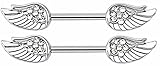 Nipple Ring Angel Wings Paved CZ 316L Surgical Steel Nipple Bar Body Jewelry Sold as a Pair HO2893