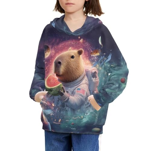Image of WELLFLYHOM Boys Hooded Sweatshirts Hoodie Pullover Cool Graphic Crewneck Blouses Size 6-16